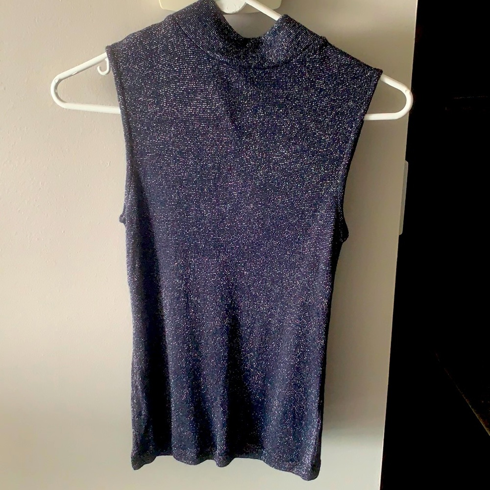 Reiss glitter sleeveless turtleneck top
